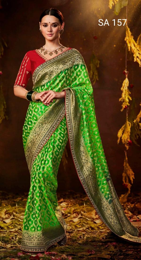 Kimora Sindhuri Bandhej Embroidery Saree Collection